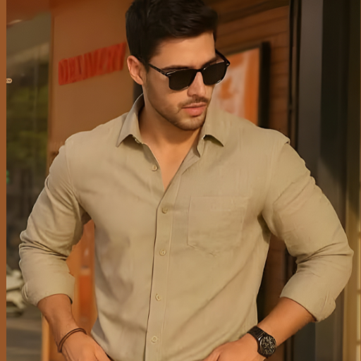 Untitled design (22) Pure Cotton Beige colour shirt - Image 1